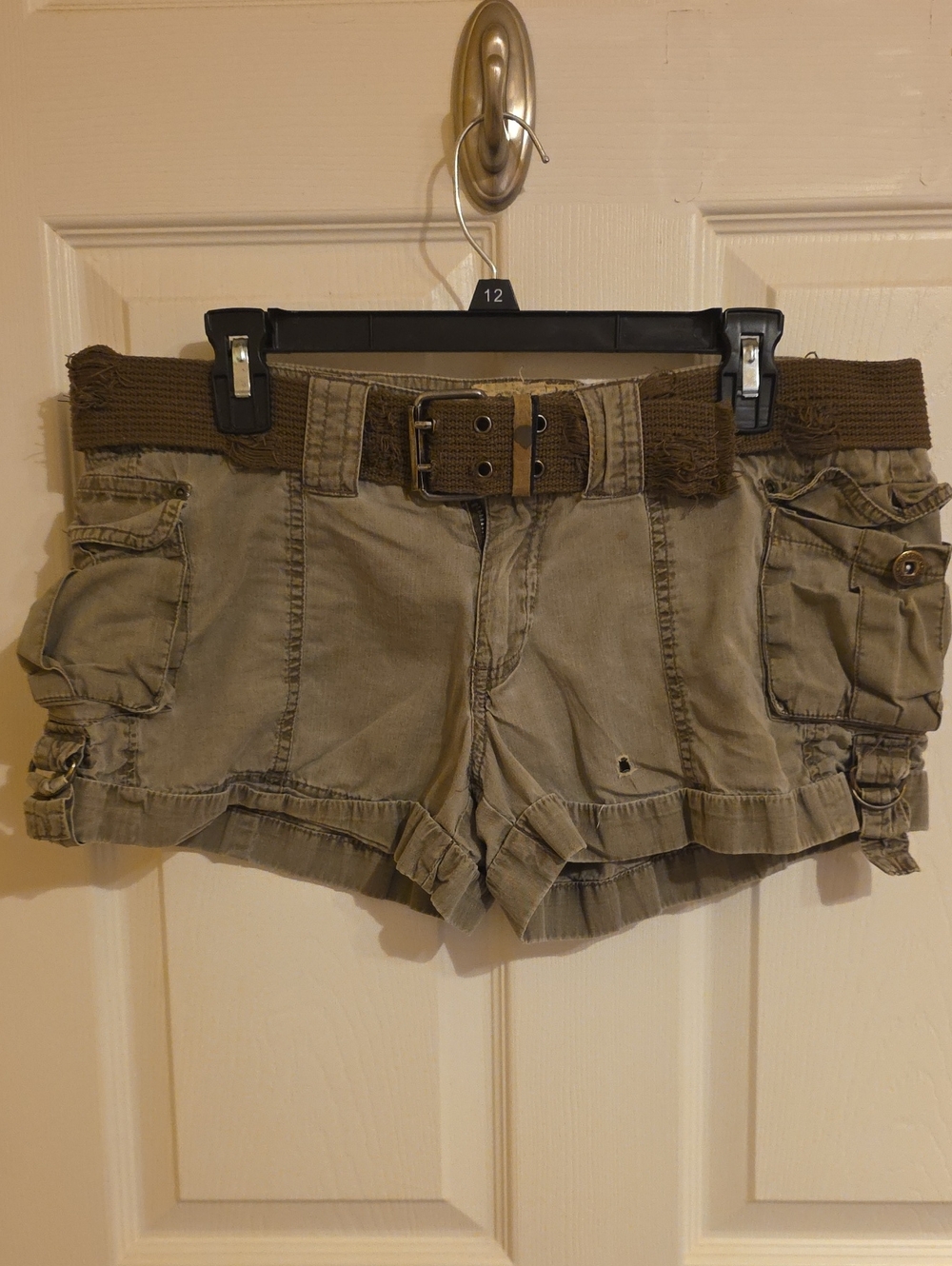 Dollhouse Olive Cargo Utility Shorts with Woven Belt